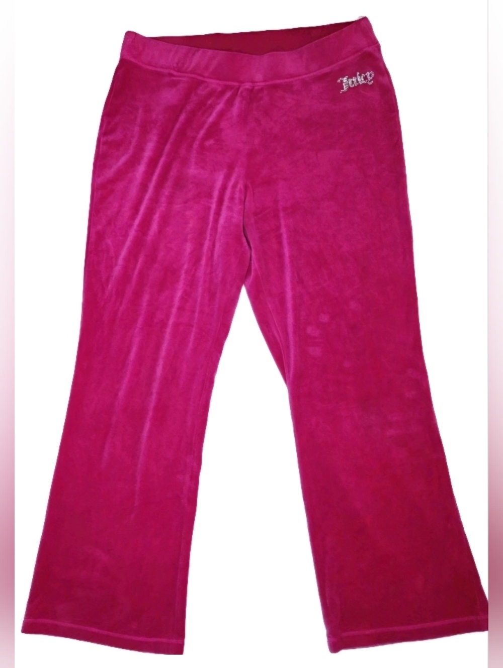 Juicy Couture Womens Classic Velour Track Pants Size XL Rhinestone Y2K Magenta